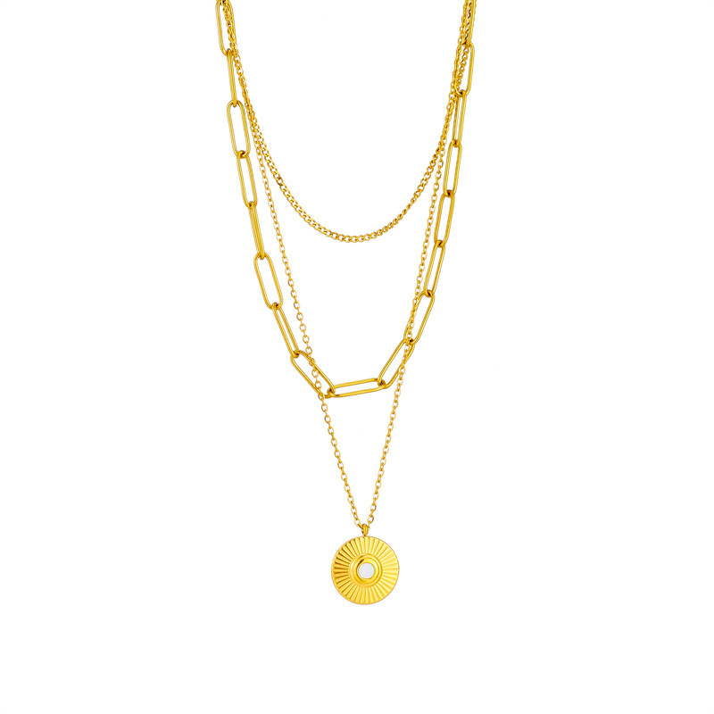 European and American fashion niche design, elegant, retro, minimalist style, multi-layered irregular round pendant necklace