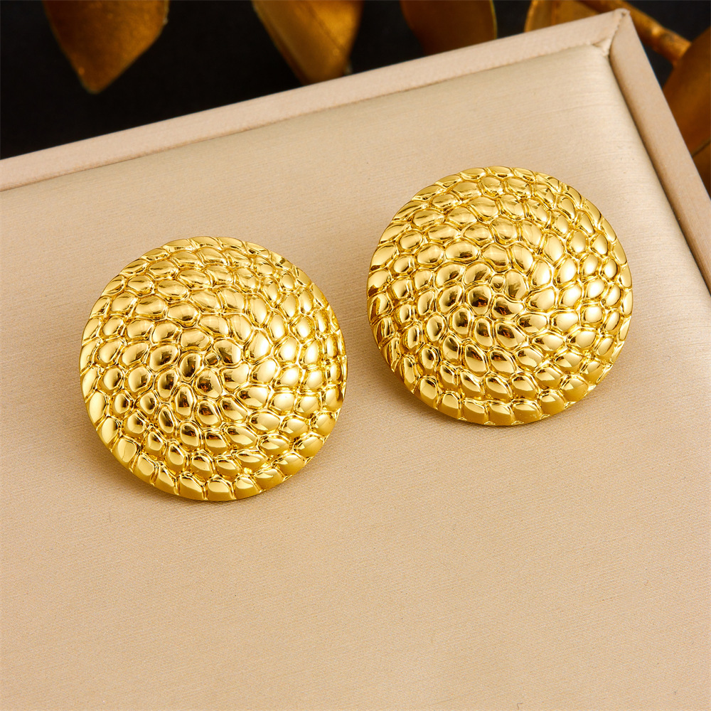 Cross-border fashion gold-plated retro heart-shaped fan-shaped blue turquoise pearl accessories stainless steel pendant earring necklace set