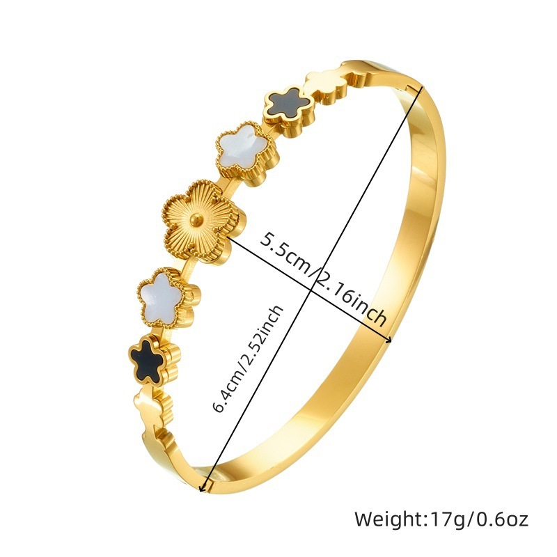 European and American style light luxury fashion plum blossom seashell non-fading versatile stainless steel jewelry bracelet