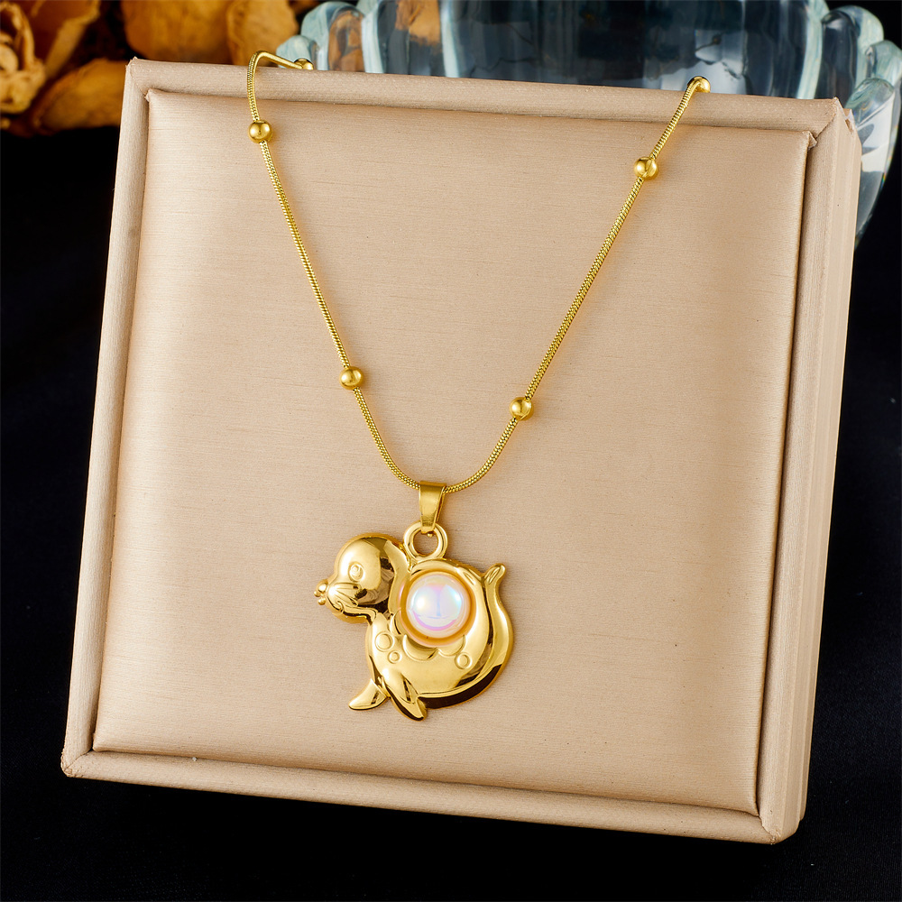 Cross-border fashion ocean series accessories pendant gold-plated stainless steel starfish shell multi-element dripping butterfly necklace