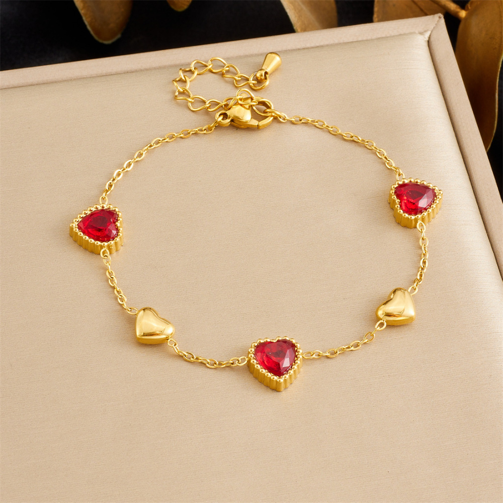 New cross-border minimalist and exquisite thin chain stainless steel bracelet with dripping lip, fruit, flower, and rhinestone accessories.