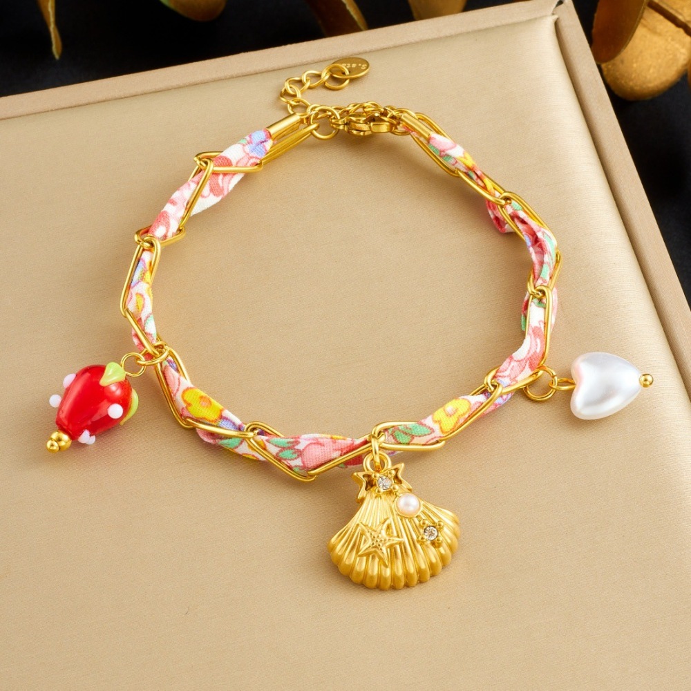 European and American cross-border colored plastic faceted beaded chain, rope chain, dripping oil, three-dimensional mushroom, strawberry, ladybug pendant bracelet