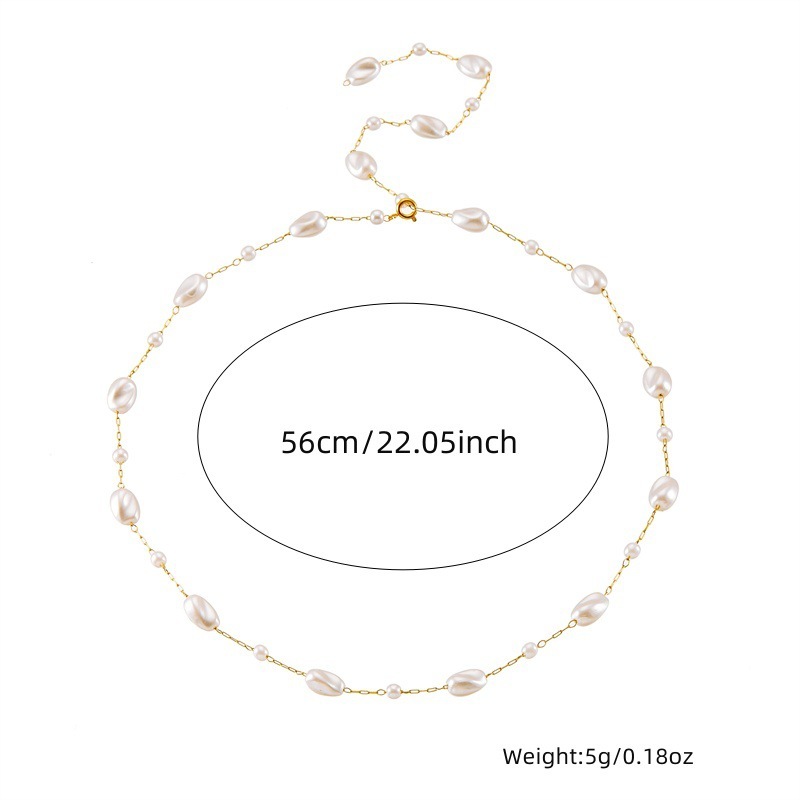 Stylish and versatile elegant pearl stainless steel chain necklace and bracelet set