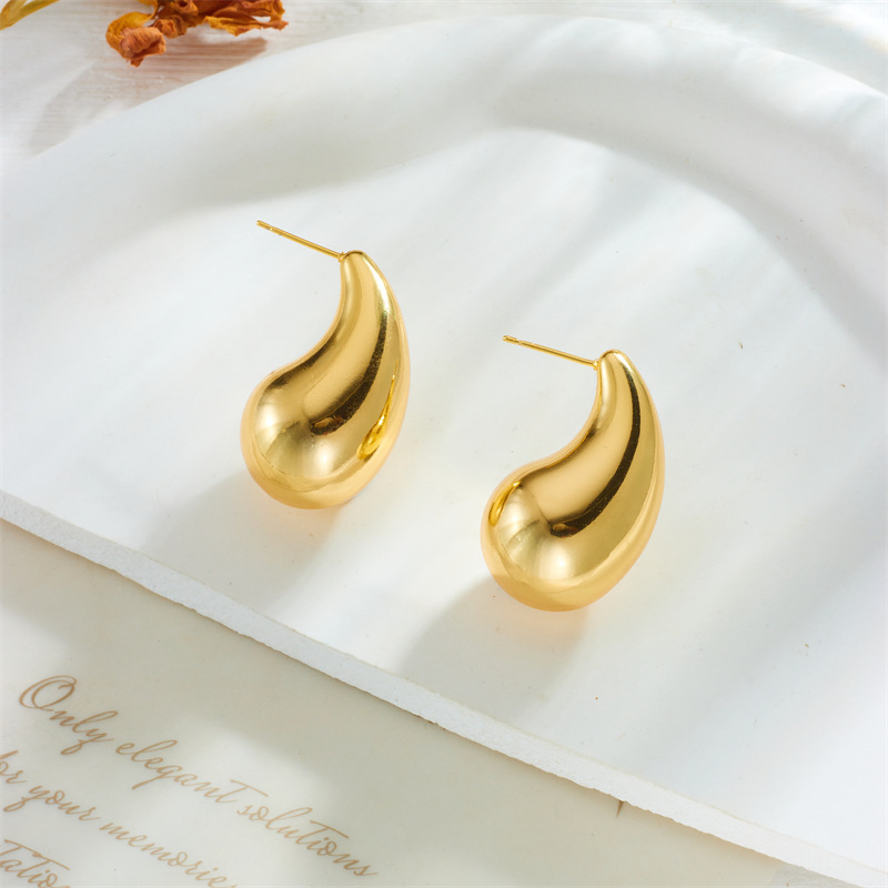 European and American style niche minimalist design irregular geometric teardrop gold-plated titanium steel earrings accessories