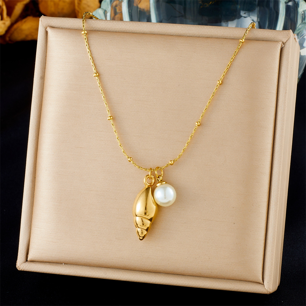 Cross-border fashion ocean series accessories pendant gold-plated stainless steel starfish shell multi-element dripping butterfly necklace