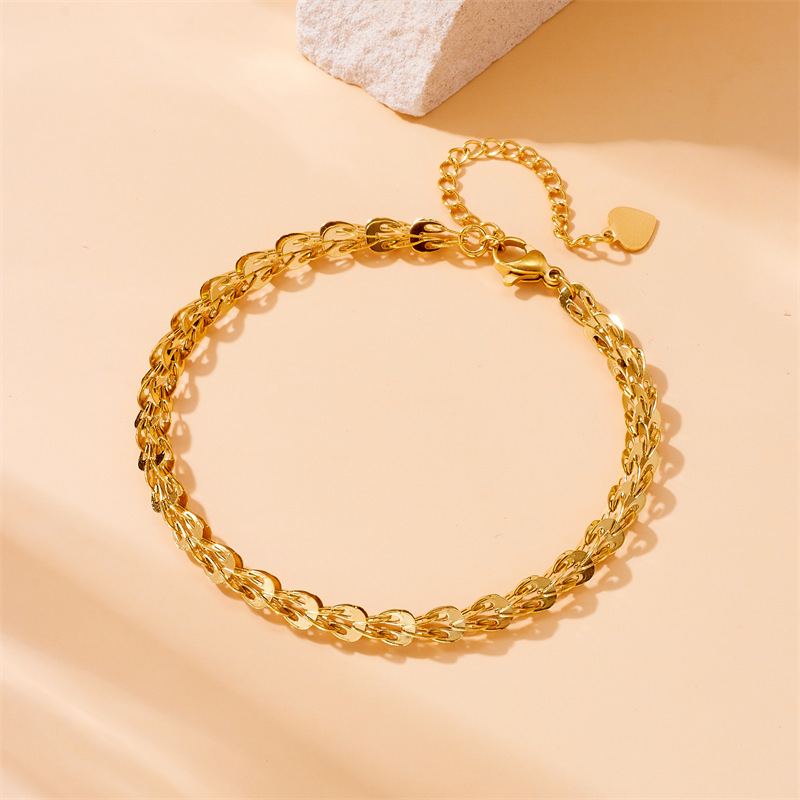 European and American style, simple and versatile, gold-plated stainless steel phoenix tail chain jewelry metal bracelet