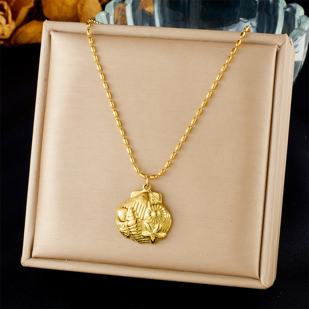 Cross-border fashion ocean series accessories pendant gold-plated stainless steel starfish shell multi-element dripping butterfly necklace