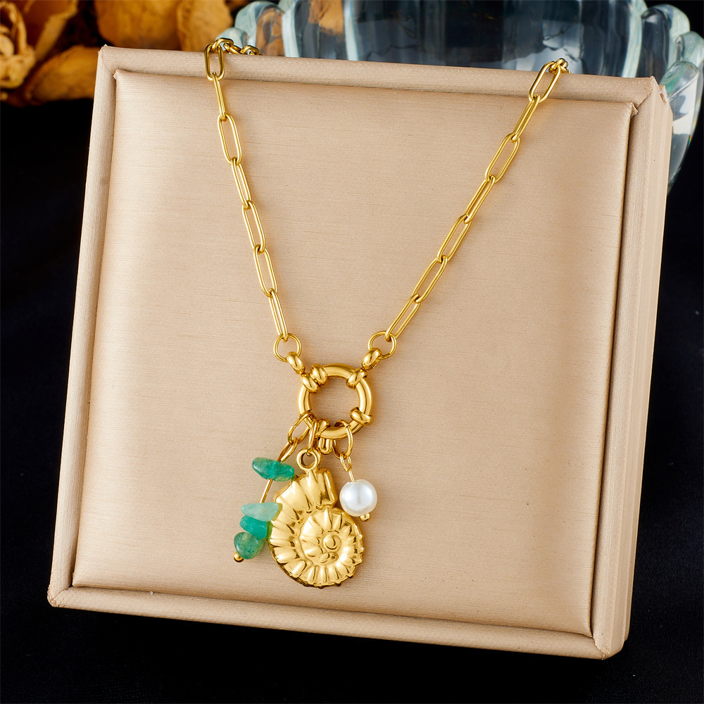 Cross-border fashion ocean series accessories pendant gold-plated stainless steel starfish shell multi-element dripping butterfly necklace