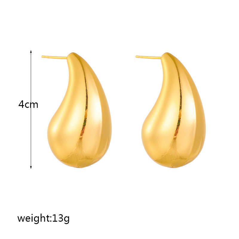 European and American style niche minimalist design irregular geometric teardrop gold-plated titanium steel earrings accessories