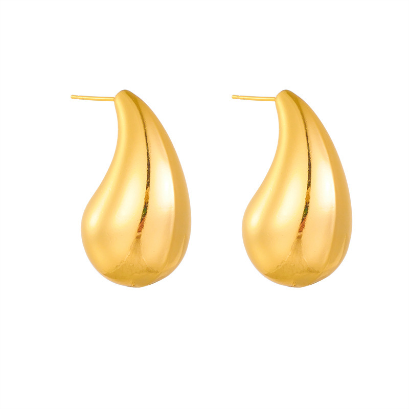 European and American style niche minimalist design irregular geometric teardrop gold-plated titanium steel earrings accessories