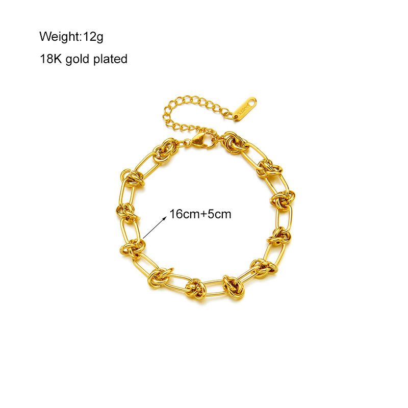 European and American style gold-plated titanium steel bracelet necklace heavy metal trendy hip-hop punk wicker chain jewelry set