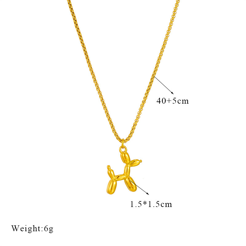 European and American style niche cartoon metal animal Doberman pendant titanium steel chain versatile and simple necklace