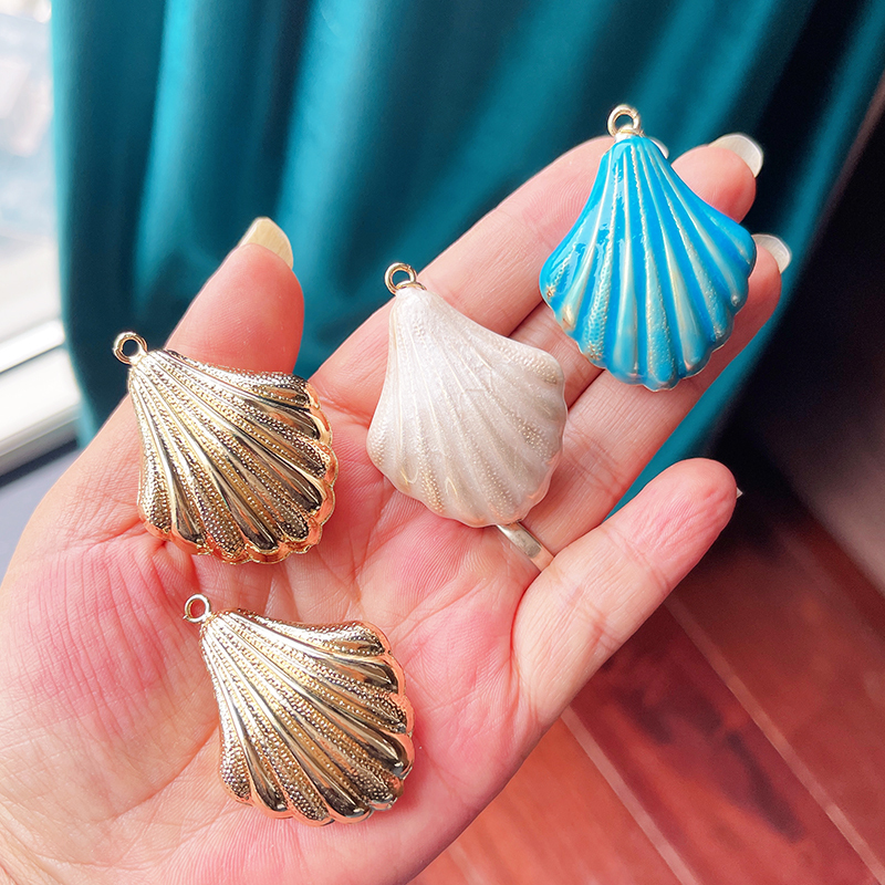 Jumbo Large Enamel Colourful Fish Lobster Shell Pendant,18K Real Gold Silver Plated Zircon Jewelry Finding Supplies R01