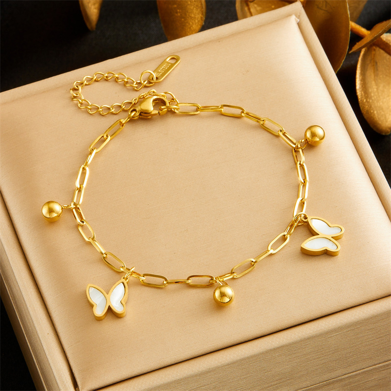 European and American style niche retro high-end double-layered diamond-encrusted round blue eye star lightning pendant bracelet