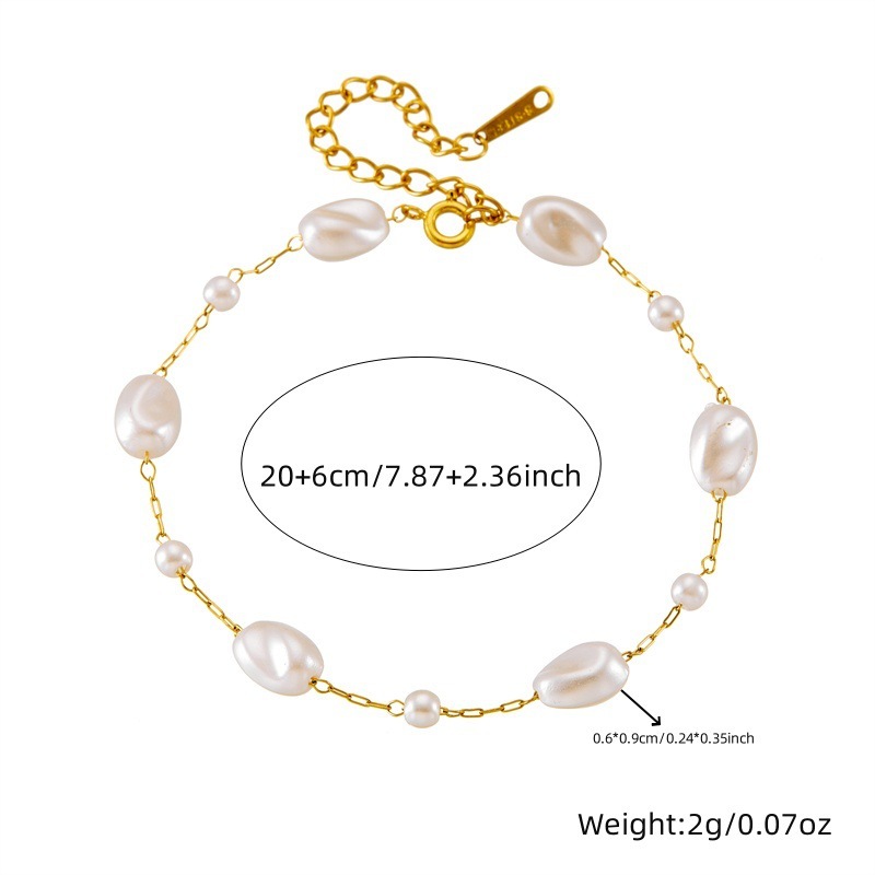 European and American style retro irregular pearl accessory chain stainless steel bracelet