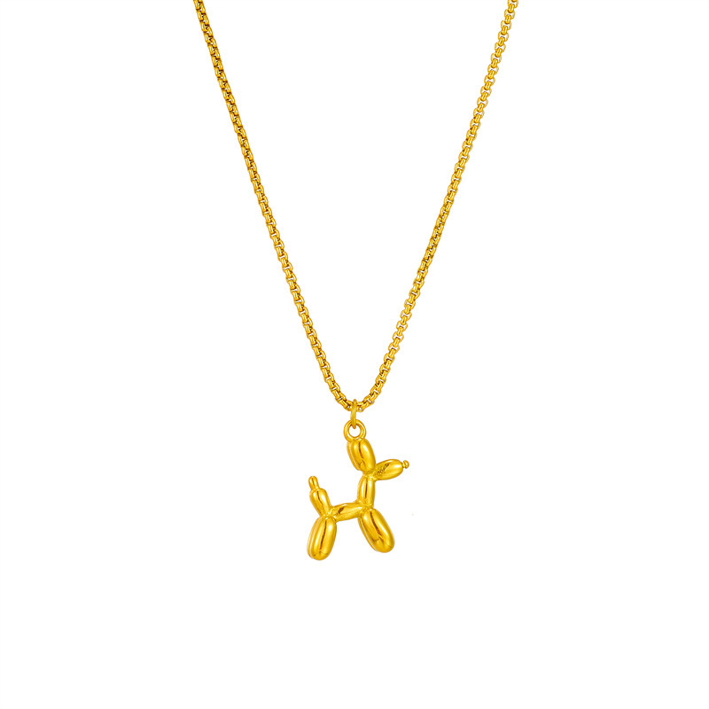 European and American style niche cartoon metal animal Doberman pendant titanium steel chain versatile and simple necklace