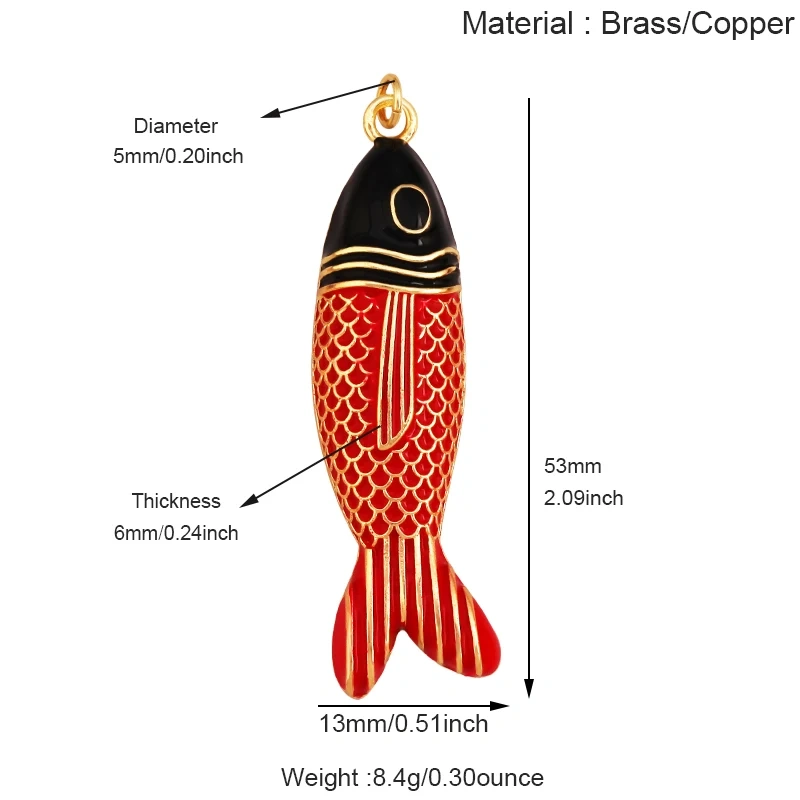 Jumbo Large Enamel Colourful Fish Lobster Shell Pendant,18K Real Gold Silver Plated Zircon Jewelry Finding Supplies R01