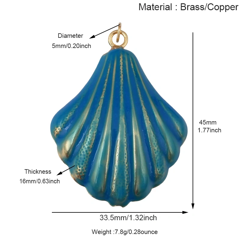 Jumbo Large Enamel Colourful Fish Lobster Shell Pendant,18K Real Gold Silver Plated Zircon Jewelry Finding Supplies R01
