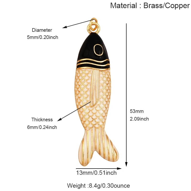 Jumbo Large Enamel Colourful Fish Lobster Shell Pendant,18K Real Gold Silver Plated Zircon Jewelry Finding Supplies R01