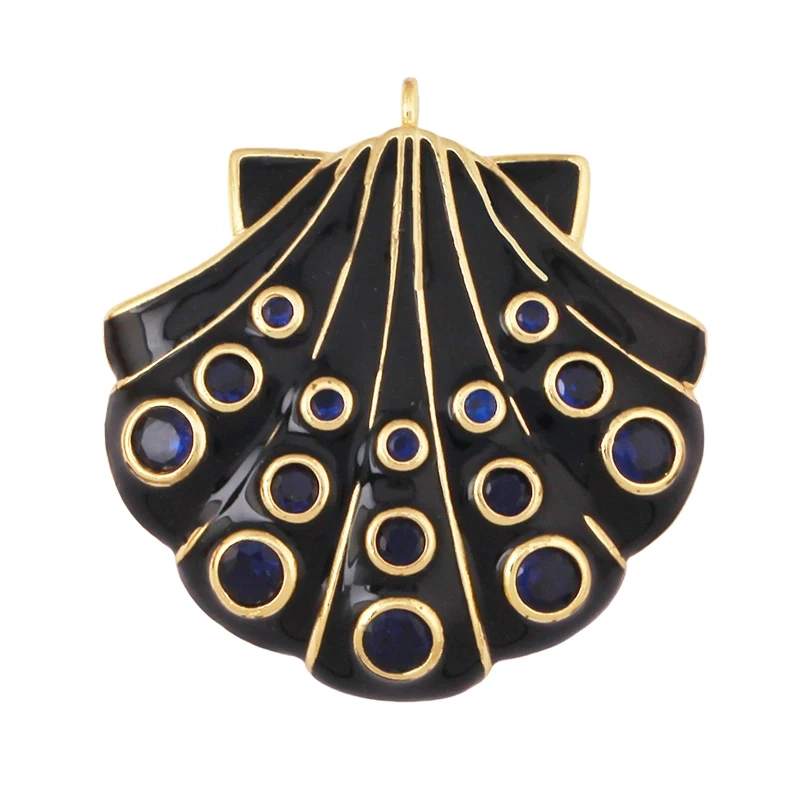 Jumbo Large Enamel Colourful Fish Lobster Shell Pendant,18K Real Gold Silver Plated Zircon Jewelry Finding Supplies R01