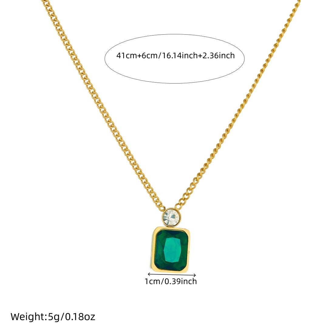 Cross-border fashion minimalist diamond-encrusted gold-plated square geometric pendant chain stainless steel versatile jewelry necklace