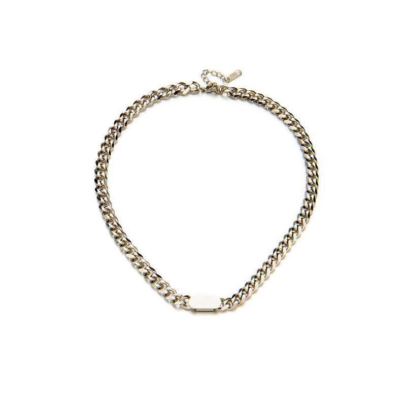 European and American style retro gold-plated stainless steel chain square accessory jewelry punk necklace