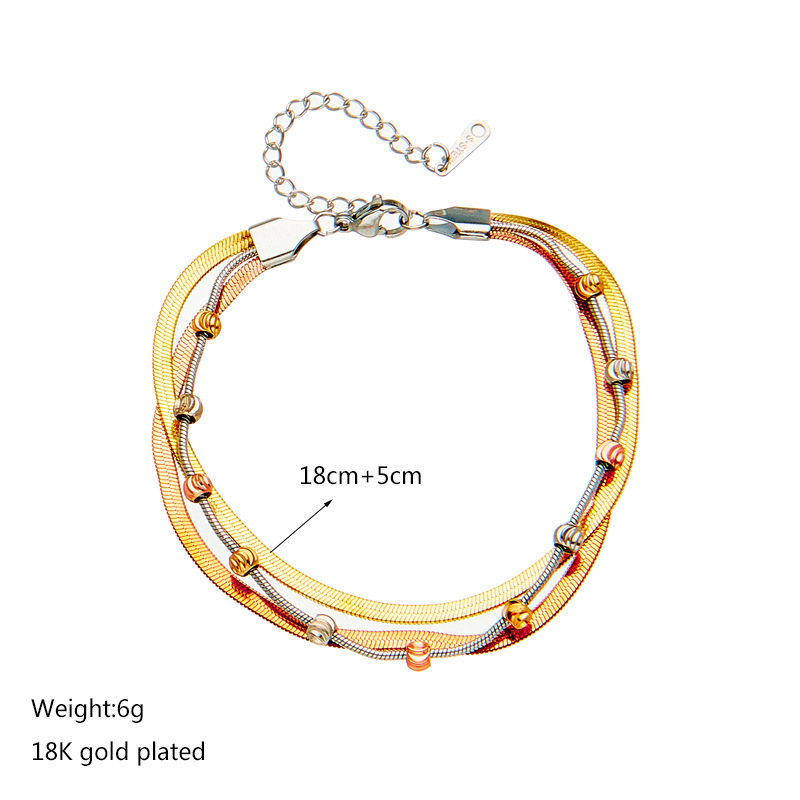 European and American cross-border fashion retro multi-layered titanium steel color-blocked chain punk heavy-duty hip-hop accessory bracelet