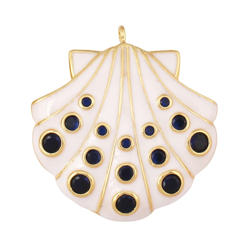 Jumbo Large Enamel Colourful Fish Lobster Shell Pendant,18K Real Gold Silver Plated Zircon Jewelry Finding Supplies R01