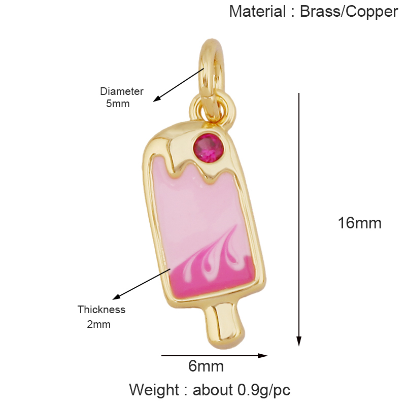 Sweet Cake Doughnut Candies Ice Cream Cone Charm Pendant,Real 18K Gold Plated Jewelry Necklace Bracelet Making Supplies K62