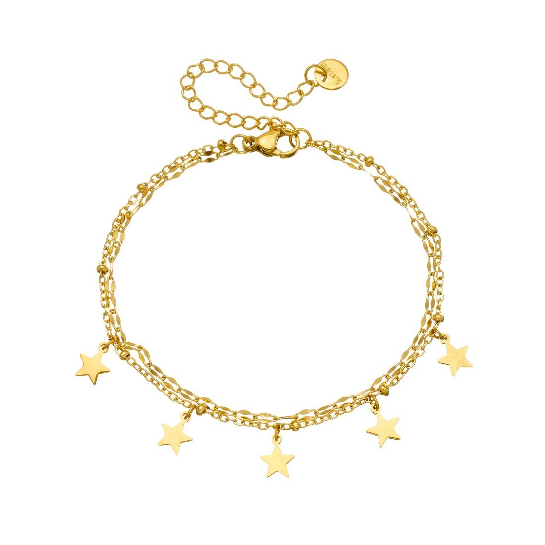 Cross-border niche versatile exquisite star-patterned gold-plated stainless steel double-layered jewelry bracelet