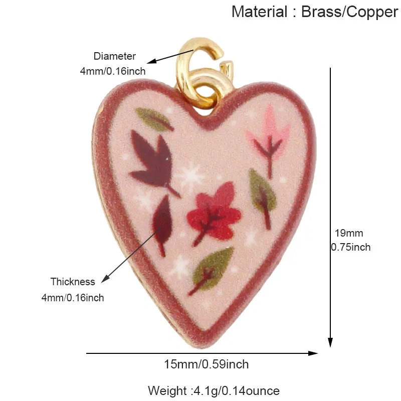 R54 Hand Painted Ceramic Pendant Charm Pure Copper Necklace Dog Bow Clover Owl Envelope