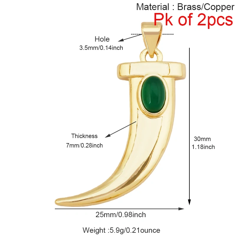Unique Colourful18k Gold Tusk Bull Horn Moon Charm Pendant,Trendy Rainbow Crescent Jewelry Necklace Accessories Supplies L06 R54