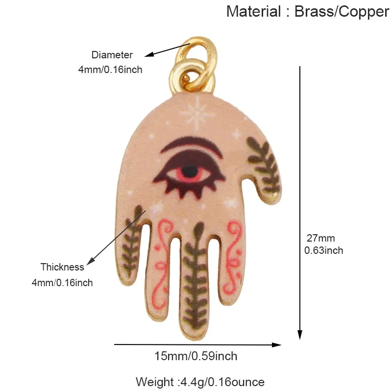 R54 Hand Painted Ceramic Pendant Charm Pure Copper Necklace Dog Bow Clover Owl Envelope