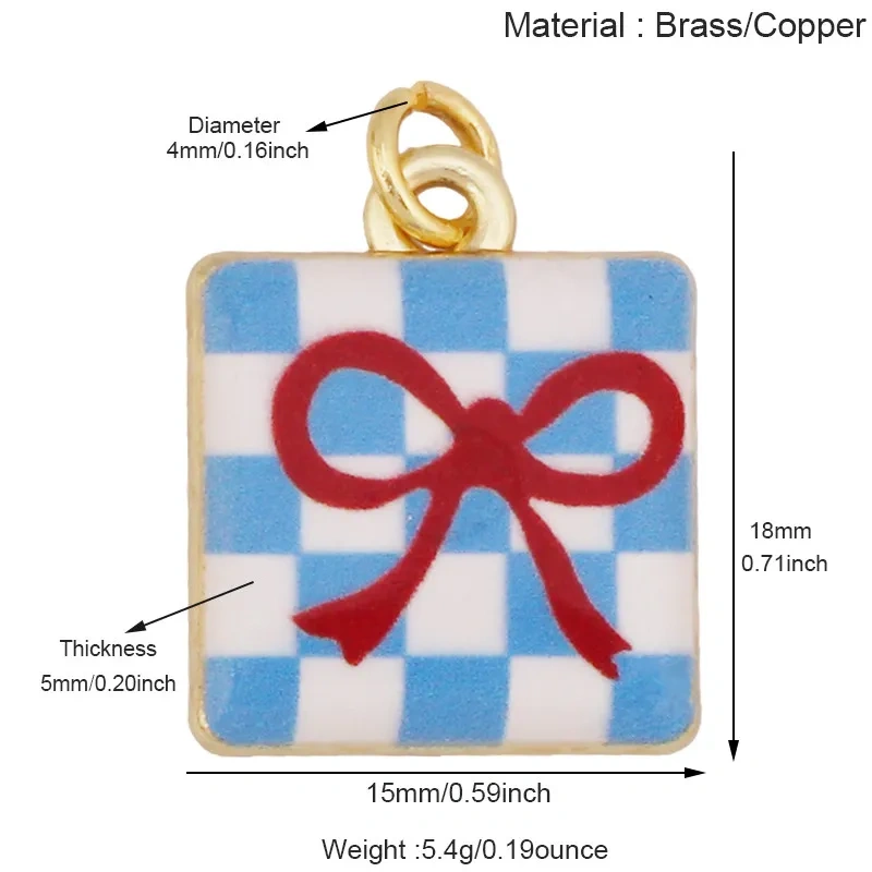 R54 Hand Painted Ceramic Pendant Charm Pure Copper Necklace Dog Bow Clover Owl Envelope