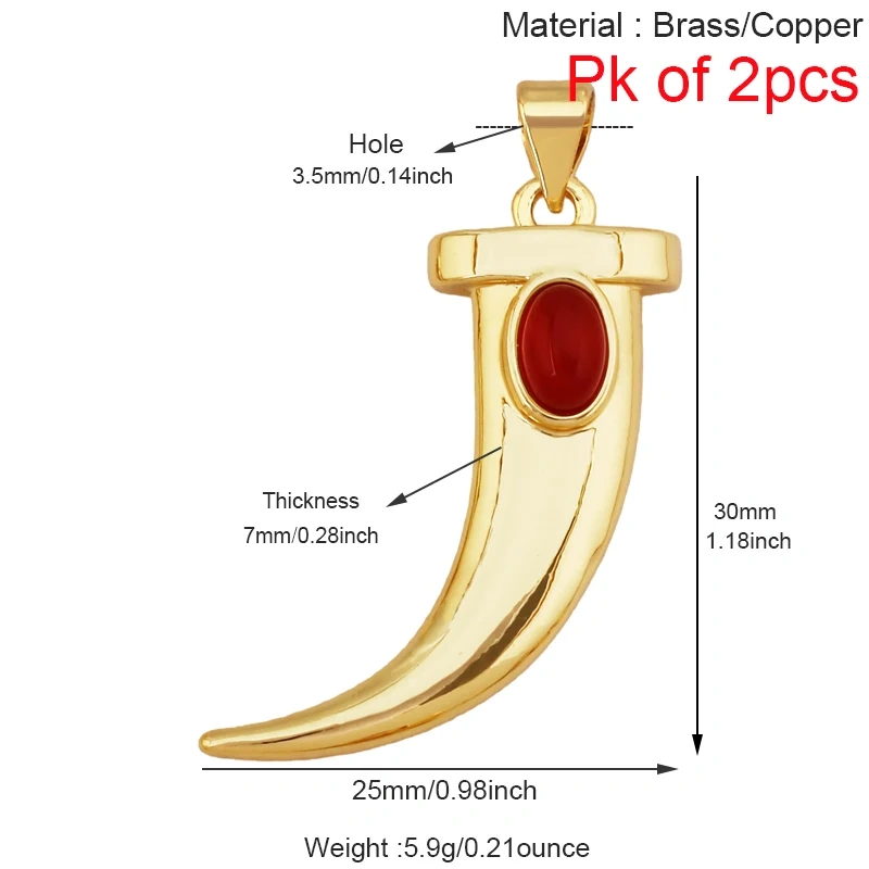 Unique Colourful18k Gold Tusk Bull Horn Moon Charm Pendant,Trendy Rainbow Crescent Jewelry Necklace Accessories Supplies L06 R54