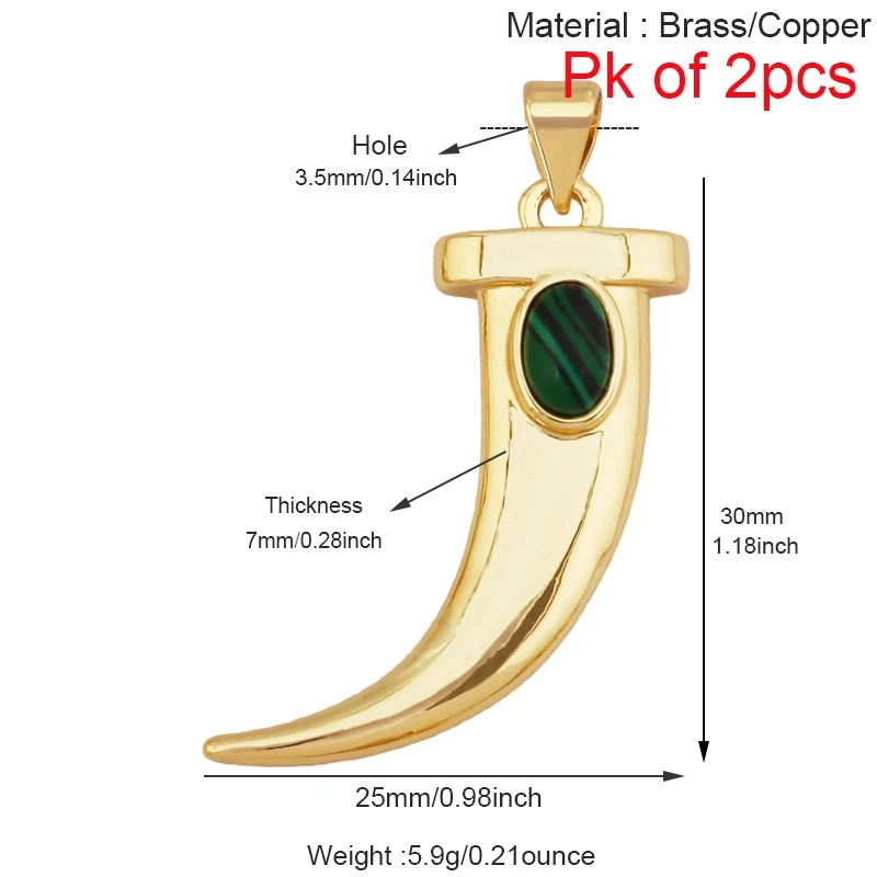 Unique Colourful18k Gold Tusk Bull Horn Moon Charm Pendant,Trendy Rainbow Crescent Jewelry Necklace Accessories Supplies L06 R54