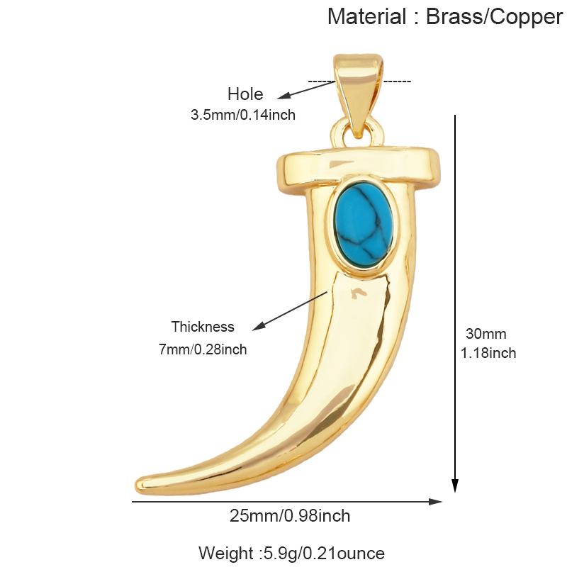 Unique Colourful18k Gold Tusk Bull Horn Moon Charm Pendant,Trendy Rainbow Crescent Jewelry Necklace Accessories Supplies L06 R54