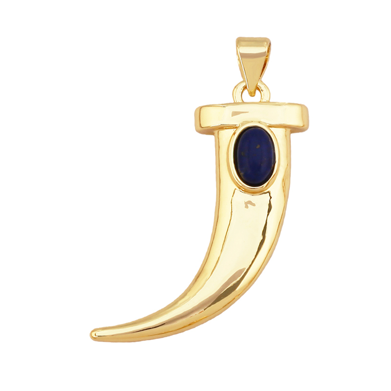 Unique Colourful18k Gold Tusk Bull Horn Moon Charm Pendant,Trendy Rainbow Crescent Jewelry Necklace Accessories Supplies L06 R54