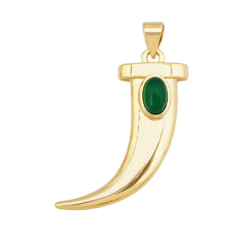 Unique Colourful18k Gold Tusk Bull Horn Moon Charm Pendant,Trendy Rainbow Crescent Jewelry Necklace Accessories Supplies L06 R54
