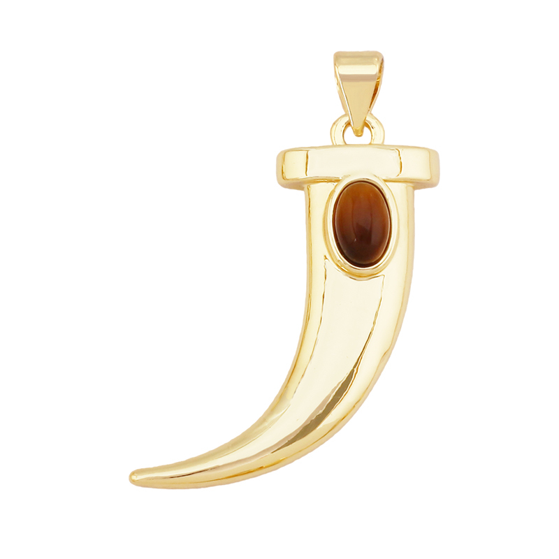 Unique Colourful18k Gold Tusk Bull Horn Moon Charm Pendant,Trendy Rainbow Crescent Jewelry Necklace Accessories Supplies L06 R54