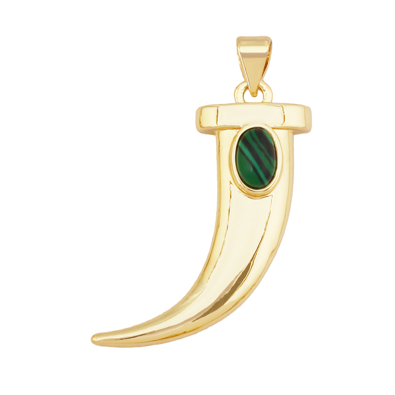 Unique Colourful18k Gold Tusk Bull Horn Moon Charm Pendant,Trendy Rainbow Crescent Jewelry Necklace Accessories Supplies L06 R54