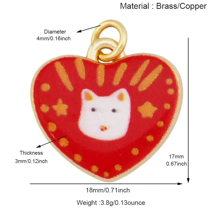 R54 Hand Painted Ceramic Pendant Charm Pure Copper Necklace Dog Bow Clover Owl Envelope