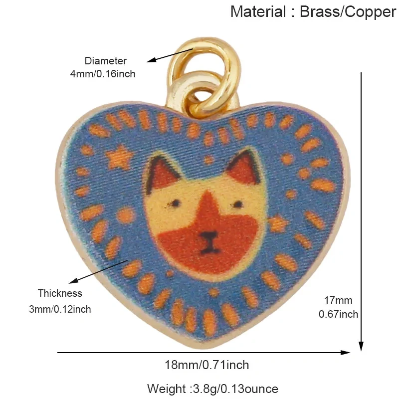 R54 Hand Painted Ceramic Pendant Charm Pure Copper Necklace Dog Bow Clover Owl Envelope