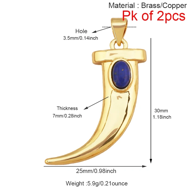 Unique Colourful18k Gold Tusk Bull Horn Moon Charm Pendant,Trendy Rainbow Crescent Jewelry Necklace Accessories Supplies L06 R54