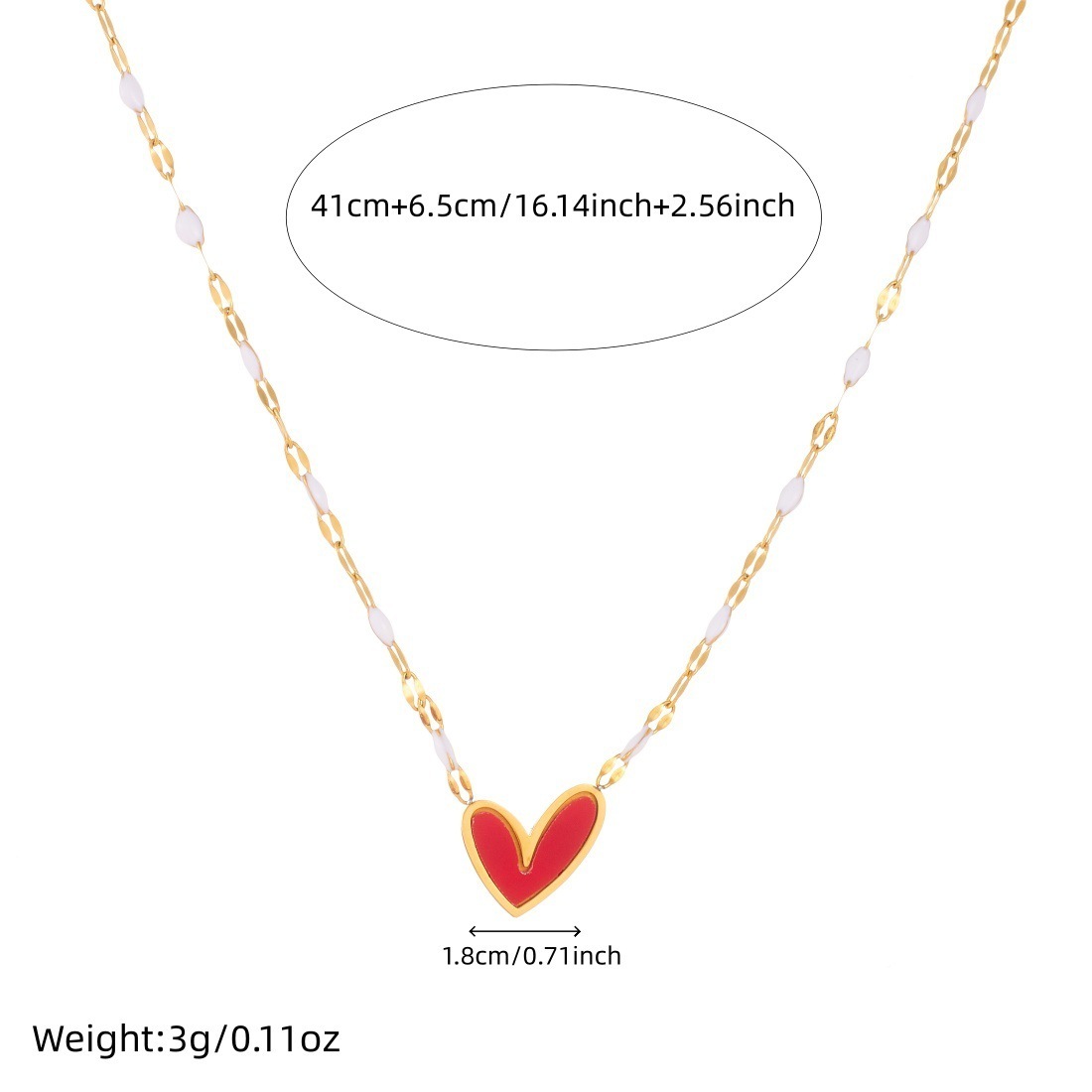 Cross-border fashion minimalist gold-plated drip lip chain with black and red heart pendant, stainless steel versatile jewelry necklace