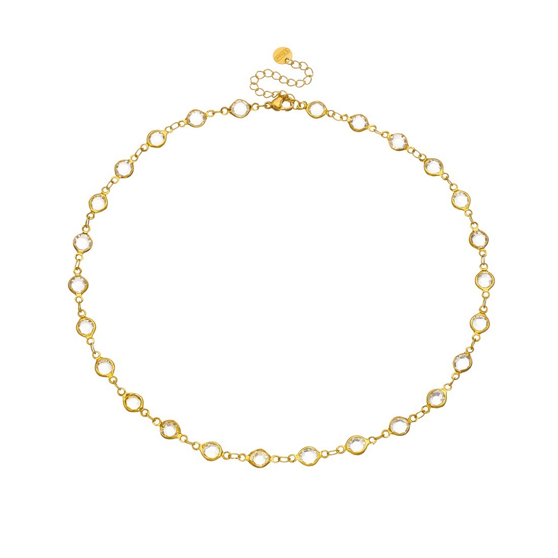 Cross-border personalized fashion accessories transparent crystal diamond simple gold-plated stainless steel chain versatile jewelry set