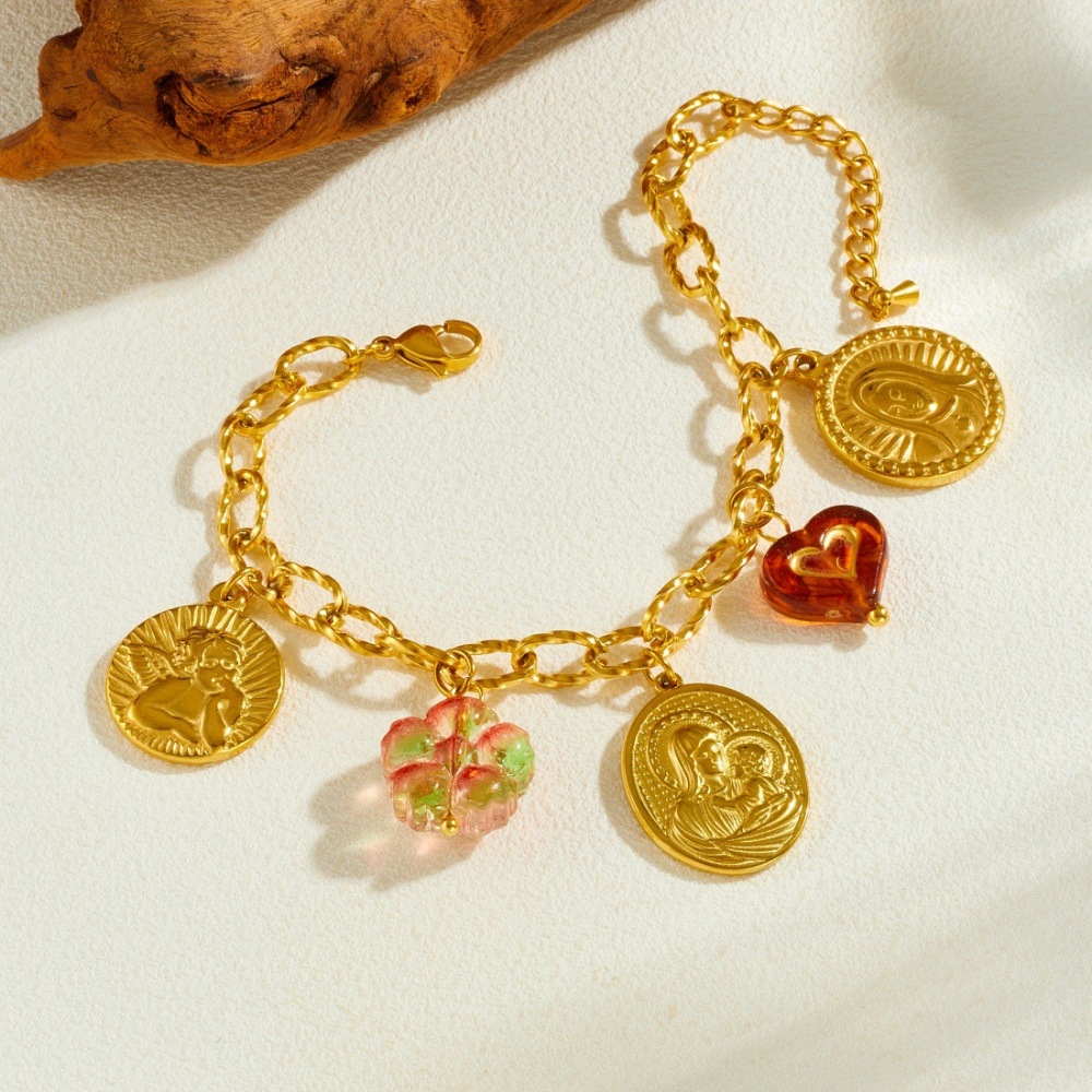 Fashionable, cross-border, light luxury, high-end retro-style plated coin, cross, embossed portrait round pendant chain set