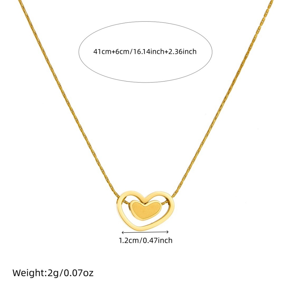 Affordable luxury niche design heart pendant, versatile and elegant clavicle chain, gold-plated stainless steel openwork heart necklace