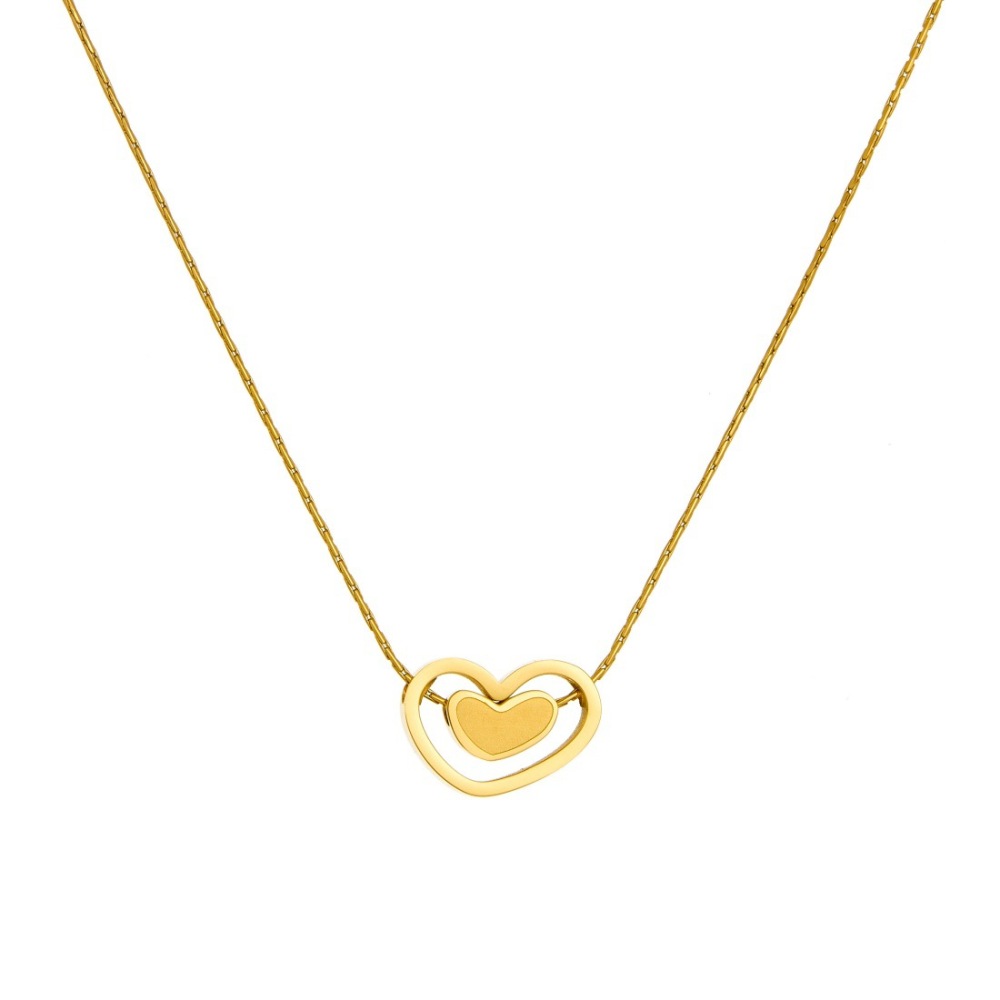 Affordable luxury niche design heart pendant, versatile and elegant clavicle chain, gold-plated stainless steel openwork heart necklace