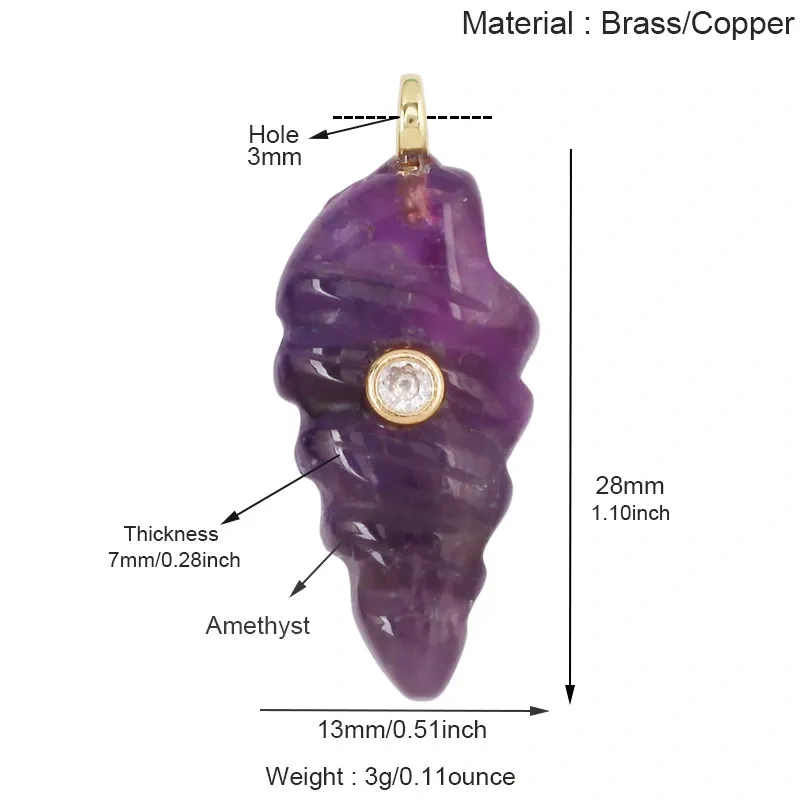Natural Semi Precious Stone Pendant Amazonite Amethyst Labradorite Carnelian Onyx Jade Fish Conch Charm Necklace For Women R85